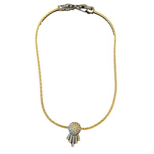 Vtg D'Orlan Art Deco Gold Silver toned Costume Necklace statement piece choker